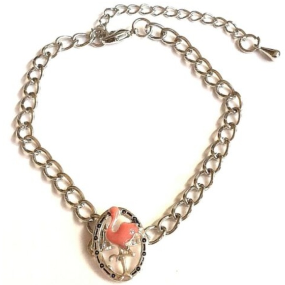 Silver Flamingo Bracelet Anklet 8-10.5" Island - Picture 1 of 8